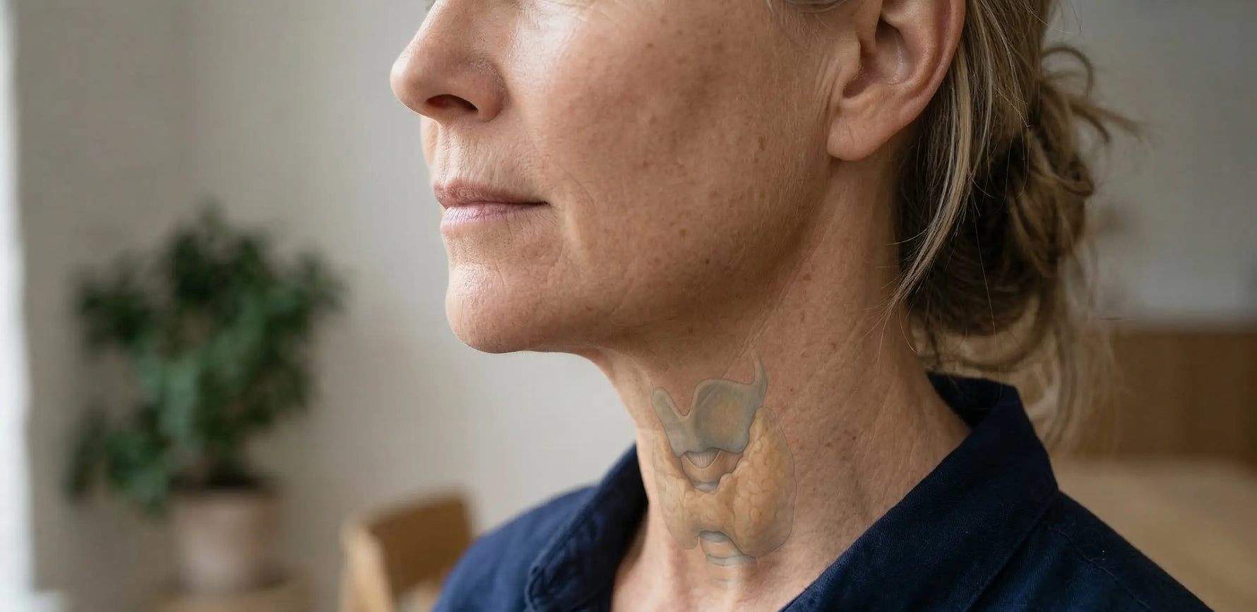 Anatomski prikaz ščitnice v predelu vratu