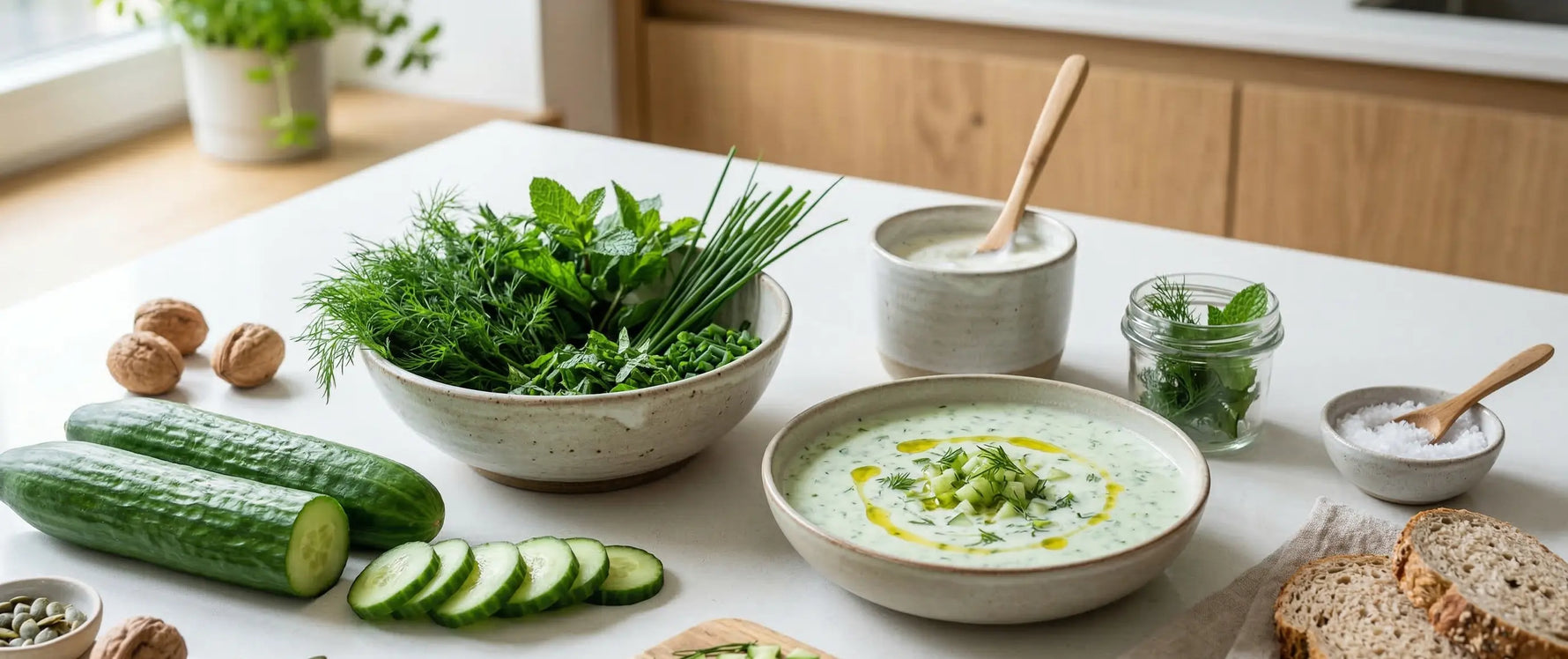 Sveže kumare, narezane rezine in lahke jedi iz kumar kot uvod v članek o kumarah v prehrani