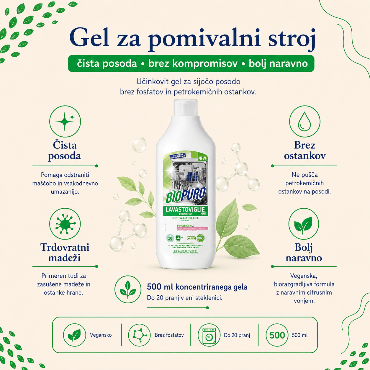 Biorazgradljiv gel za pomivalni stroj Biopuro