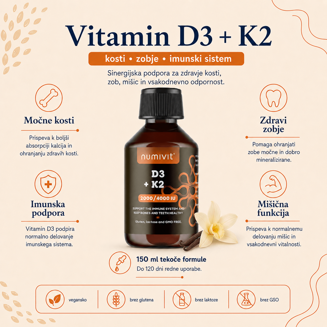 Vitamin D3 + K2 v tekočini