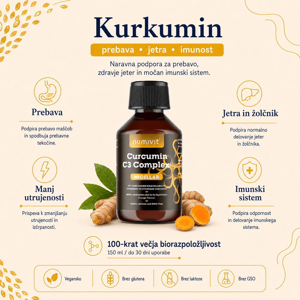 Kurkumin C3 kompleks v tekočini