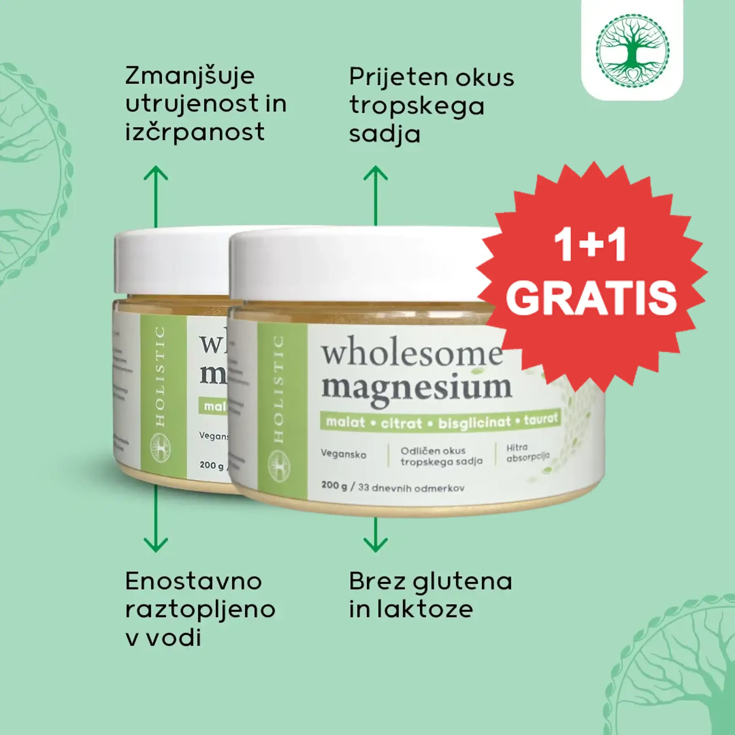 Magnezij - Wholesome Magnesium 1+1 GRATIS