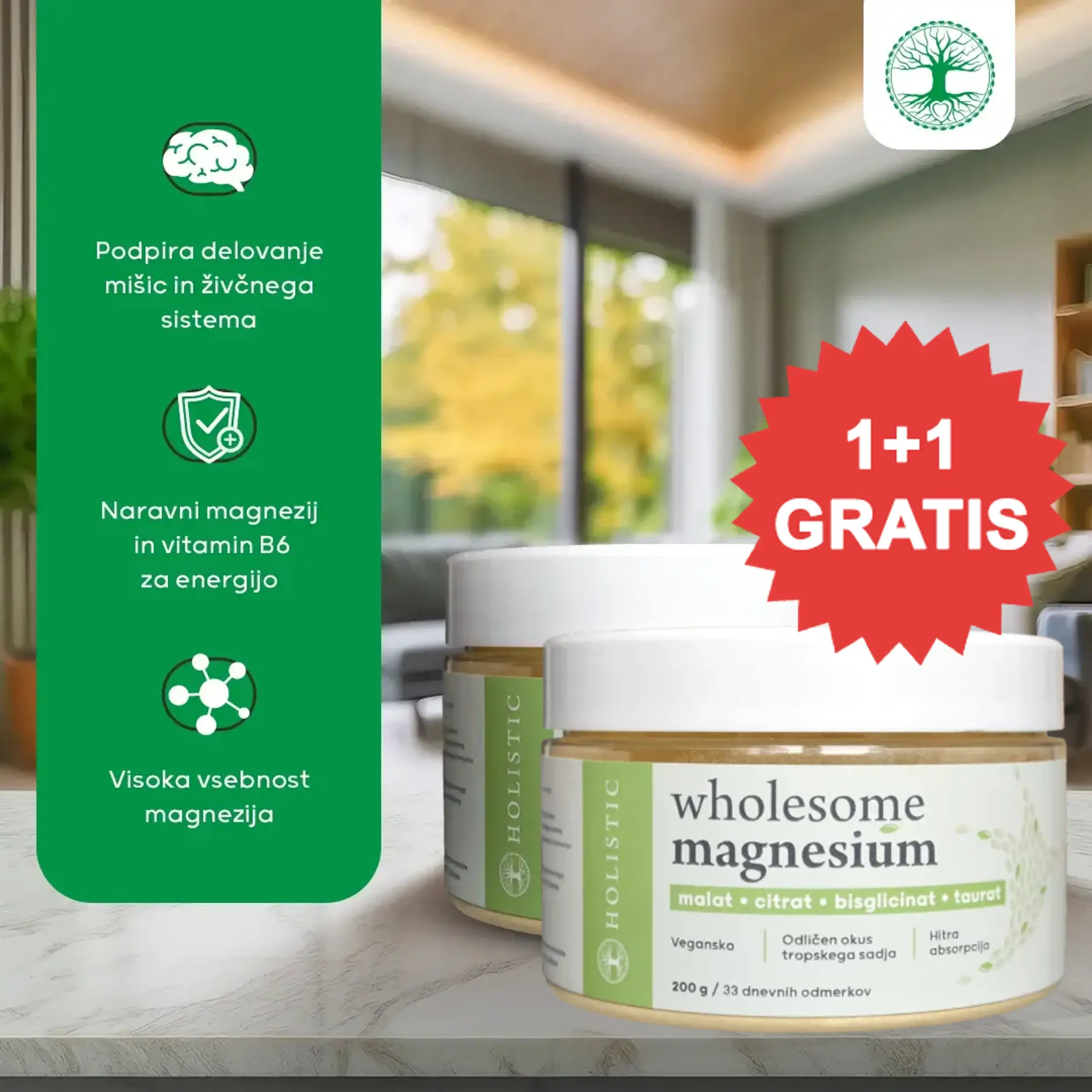 Magnezij - Wholesome Magnesium 1+1 GRATIS