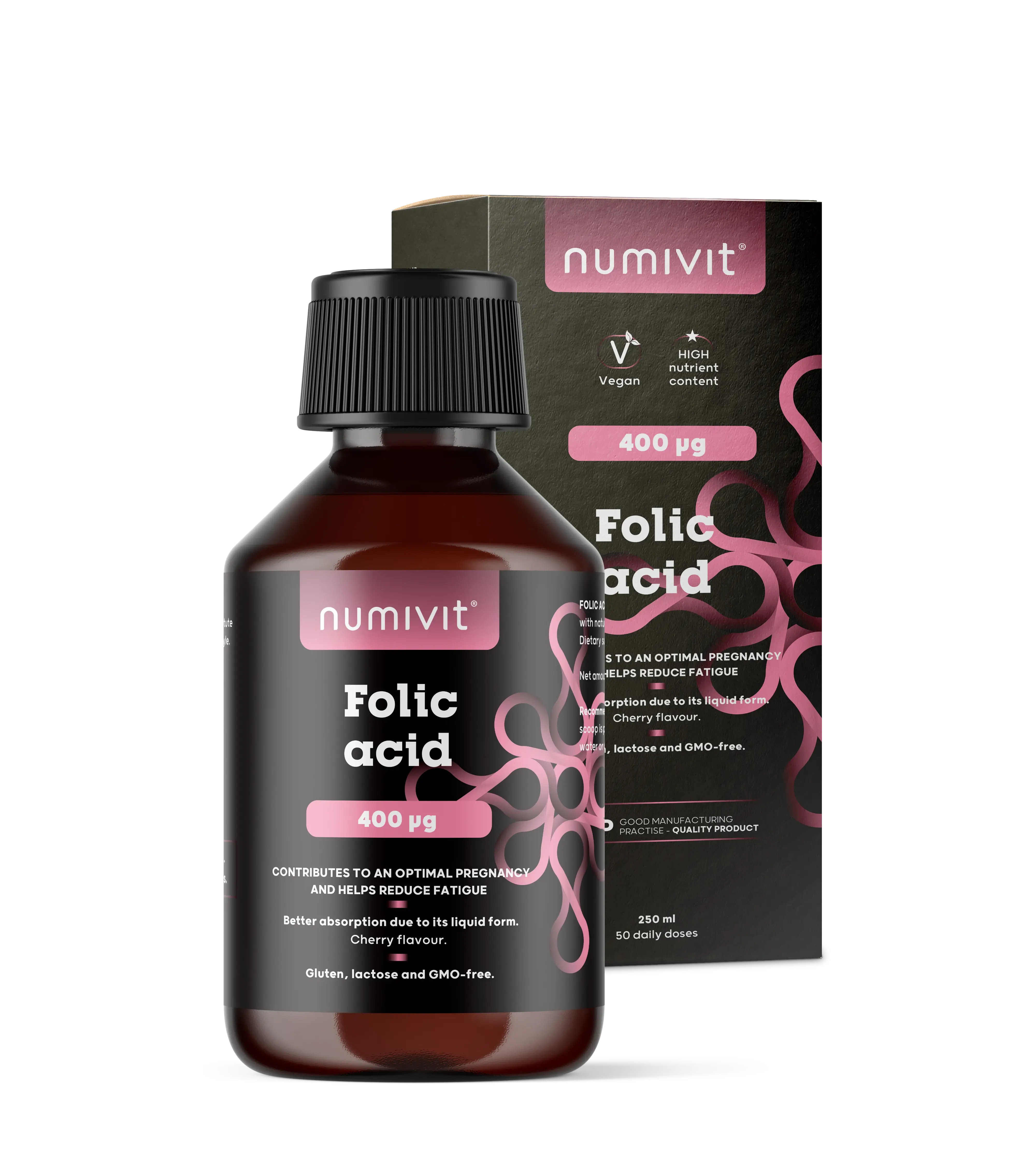 Folna kislina (400 μg) v tekoči obliki z okusom češnje