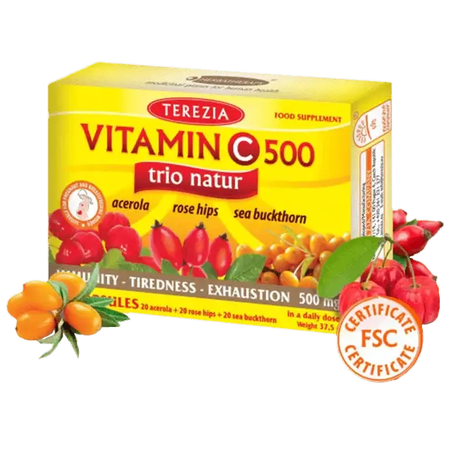 Vitamin C Trio: Naravni vitamin C iz šipka, acerole in rakitovca za podporo imunskemu sistemu