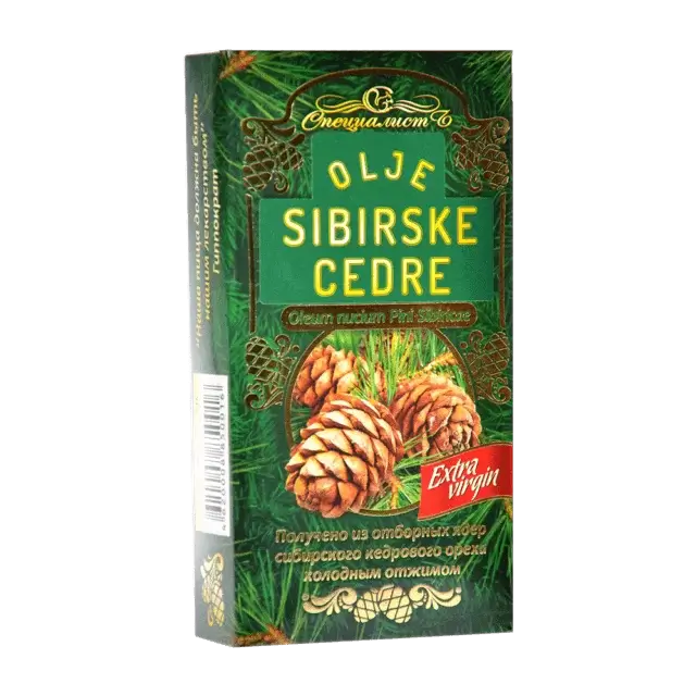 Olje sibirske cedre, 100ml – 100% hladno stiskano, iz Altaja za podporo splošnemu zdravju